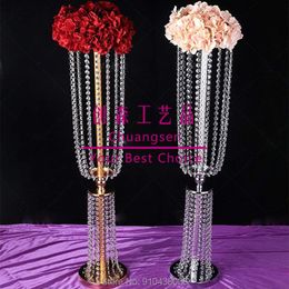 Party Decoration Wholesale Acylic Clear Flower Holder Table Centrepiece Marriage Decor Modern Floral Stand Wedding Columns