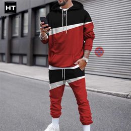 3D Patchwork Printed Hooded Tracksuits Men Set Hoodie Sportwear 2 Pcs Winter Autumn Jogger Male Clothing Plus Size 6XL 5XL 211222