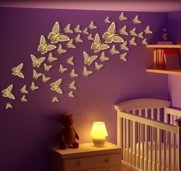 Amais 12 Pcs/Set 3D Wall Stickers Hollow Butterfly For Kids Rooms Home Wall Decor Diy Mariposas Fridge Stickers Room Decoration