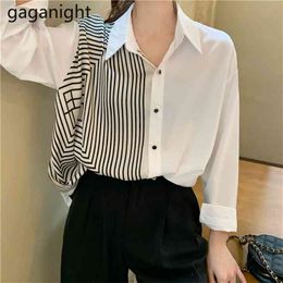 Fashion Ladies Top Button Chiffon Blouses Long Sleeve Casual Office Shirt Spring Summer Solid Color Blusas Black White 210601