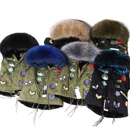 Maomaokong vest embroidered cotton-padded jacket winter pie overcoming big raccoon fur collar women's ves 211216