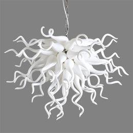 Modern Lamps Christmas Decoration Antique Chandelier Living Room Tiffany Style Hand Blown Murano White Glass Crystal Chandeliers Hanging Lights 28X24 Inches