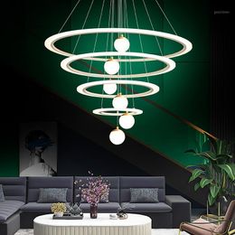 Chandeliers Modern LED Acrylic Chandelier Dining Room Living El Lobby Villa Home Decoration Hanging Lights Indoor Lighting