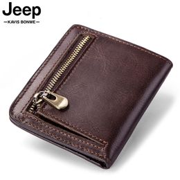 High Quality Genuine Leather Vintage Short Zipper Poucht Purse Money Bag Portomonee Cheap Wallets