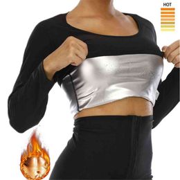 Women Long Sleeve Neoprene Sweat Sauna Vest Body Shapers Vest Waist Trainer Shapewear Waist Shaper Corset For Women 211112