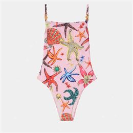 Personalised Starfish Print Swimsuit Summer Thin Sling Halter Women Swimwear Beach Wear Swimming Suit for Lady Best quality