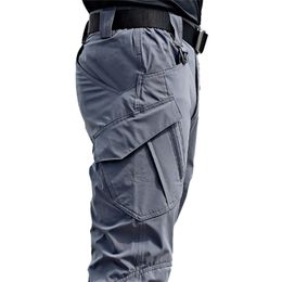Mens Tactical Pants Multiple Pocket Elasticity Military Urban Tacitcal Trousers Men Slim Fat Cargo Pant 5XL 210714