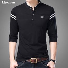 Liseaven Men T Shirt Man Long Sleeve tshirt Men's Clothing Mandarin Collar T-Shirts Tops & Tees Male Tshirts 210317