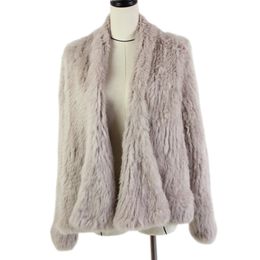 knitted rabbit fur jacket popuplar fashion fur jacket winter fur coat for women*harppihop 210816