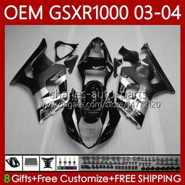 OEM Bodys For SUZUKI GSXR1000 K3 GSXR 1000 CC 03-04 Bodywork 67No.131 GSXR-1000 K 3 GSX R1000 2003 2004 GSX-R1000 1000CC 03 04 Injection mold Fairing 100% Fit Grey white blk