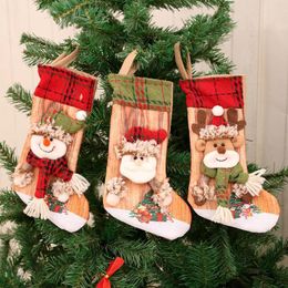 200pcs Christmas Decorations Knitted Rudolph Stocking Children Holiday Gift Candy Snacks Packaging Bag Home Shopping Mall Decoration