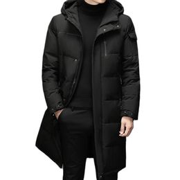 Winter White Duck Down Jackets Men Hooded Long Winter Coat Men Thick Warm Fashion Down Coat Mens Brand Parka Plus Size 5XL 211129