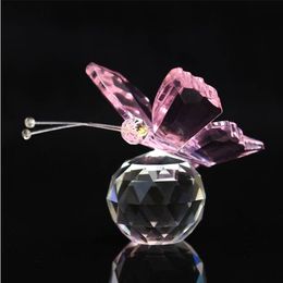 6 Colours Crystal Butterfly Figurine Animal Ornaments Crafts Glass Paperweight Home Wedding Decoration Miniature Souvenir Gifts 210811