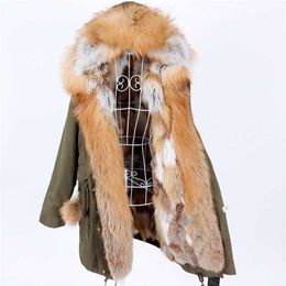 Maomaokong natural real fur collar coat women's leather jacket winter wear women's bomber jacket parka coat thick coat l 211018