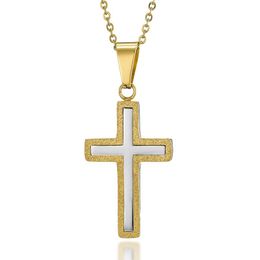 Fashion Men's Stainless Steel Necklace Golden / Silver Chain Cross Pendant Necklaces for Women Men Party Jewelry colgante hombre