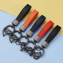 Luxury Lychee Texture PU Leather Keychain Women Wrist Band Rope Car Keyring Jewellery Men's Accessories Party Banquet Gift G1019