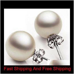 New Jewelry 6Mm/8Mm/10Mm Pearl Earrings Stud 925 Sterling Silver Earrings For Wedding Party Beige Color Shipping Pclm2 Yor3M