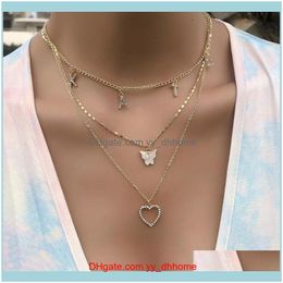 Necklaces Pendants Jewelrybohemian Letter Clavicle Chain Fashion Pave Crystal Heart Pendant MultiLayer Necklace Women Trend Exaggerated N