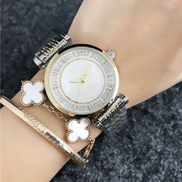 Fashion Brand Watches Women Girl Crystal Style Metal Steel Band Quartz With Logo Wrist Watch AR 12