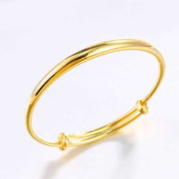 Mxgxfam Classic Smooth Bangles and Bracelets ( Adjusted ) for Women Fashion Jewellery Push Design 24 k Pure Gold Colour Q0719