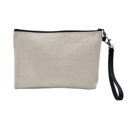 Heat Transfer Sublimation Blanks Bag Square Flax Thickening Zipper Cosmetic Phone Coin Hand Pouch Womens Makeup Hand Bags Hot