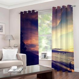 Curtain & Drapes Sunset Glow Sea River Scenery Simple Po Curtains Custom Any Size Dusk Seaside Living Room Bedroom Sets