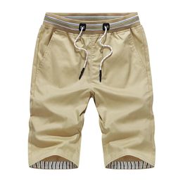 Summer Men Shorts Casual Short Pants Men Cotton Knee length Shorts Male Elastic Waist Solid Short Pants Size 4XL