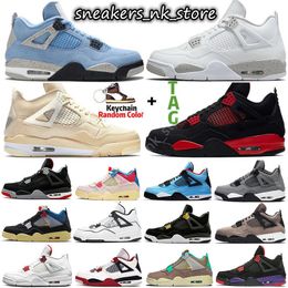 Sail University Blue 4 4s Mens Basketball Shoes Fire Red Thunder Oreo DIY Bred military black Cat Guava Ice What the White Cement women Trainers Sports Sneakers