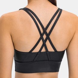 Lu01 Leather Sports Bra Women Camis Tank Tops Cross Back Fitness Running Underwear Gym Clothes Workout Casual Vest