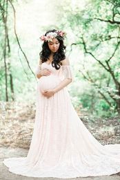 Fashion Maternity Lace Dress Gowns High Quality Pregnant Women Dress For Photo Shoot Pregnancy Dress Photography Prop Y0924