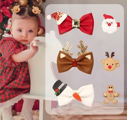 6 Styles 1.6-3.15" hair Bow girl Christmas Barrettes Girls Accessories Snowman kids party