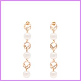 Pearl Earrings Women Street Fashion Earring Luxury Designer Jewellery Gold Letters Ladies Chain Ear Studs Designers Mens For Gift D219282F