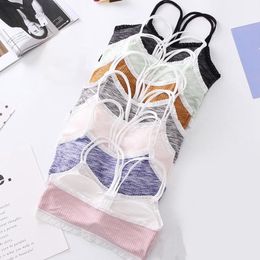 Women Tube Top Sexy Underwear Bra Girls Solid Sportswear Racerback Crop Female Sports Bras Training Bralette Mujer Tank