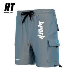 Summer Cargo Shorts Men Brand Multi-pocket Fashion Laser Men's Casual Shorts Wild High Street Drawstring Knee Length Pants Male 210603