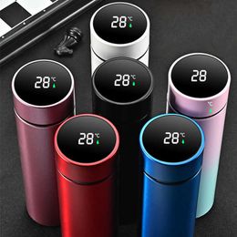 500 ml LED Display Intelligent Thermos Bottle Stainless Steel Inter Vacuum Flask Tea Coffee Thermal Cup With Lid 210615