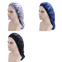 Mens Double Layer Satin Bonnet Dreadlock Sleeping Cap Women Long Hair Hat Hair Care Bonnet Unisex Nightcap Chemo Cap