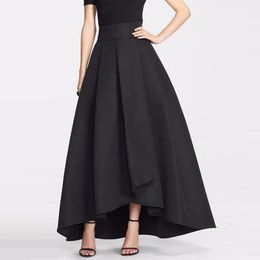 Skirts Elegant High Low Long For Women Navy Blue Old Green Black Skirt Clothing Pleat Maxi Skirt2021