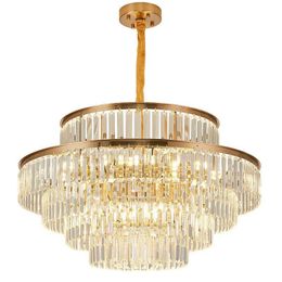 K9 Crystal LED Chandelier 4/5/6 Layers Luxury Home Gold Pendant Lamp Indoor Lighting For Staircase Living Room Hotel Restaurant Decoration