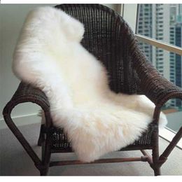 Faux Mat Soft Hairy manta Carpet Alfombra Sheepskin Chair mat Seat Pad Plain Skin Fur Plain Fluffy Area Rugs Washable Bedroom 210928