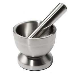 304 Stainless Steel Mortar and Pestle/Spice Grinder - for kitchen, Guacamole, Herbs, Spices, Garlic, Cooking, Medicine 210712