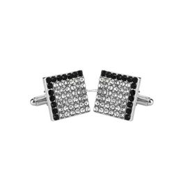 Full Crystal Square Cufflinks Business Shirt Cuff Links Button for Men Fashion Jewelry Will and Sandy New