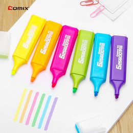 Highlighters Comix High-capacity Highlighter Pen Marker Pens Cute Kawaii Stationery Material Papelaria Writing Student Office School Supplie
