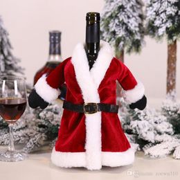 Christmas Wine Bottle Cover Santa Claus Clothes Dress Xmas Wine Bag Christmas Dining Table Decoration Creative Bottle Cover XVT1156