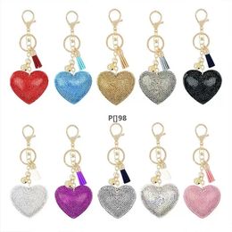 New Fashion Keychain Creative Keyring Diamond Velvet Alloy Keychain Bag Pendant Peach Heart Bear Christmas Accessories Gift Keychain LLA9232