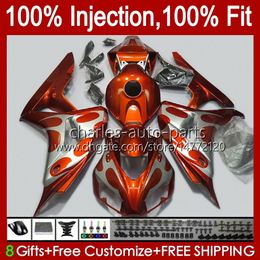 Injection Mould Body For HONDA CBR 1000 RR CC 1000RR 1000CC 06-07 Bodywork 59No.35 Orange silver 100%Fit CBR1000 RR CBR1000RR 06 07 CBR1000-RR 2006 2007 OEM Fairing Kit