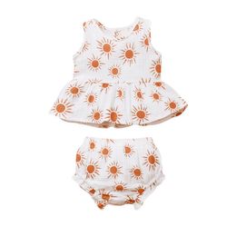 Clothing Sets Born Baby Girl Daisy Cotton Linen Sun Printed Sleeveless Tops And Short Pants Outfits Infant Summer Clothes 0-18 M