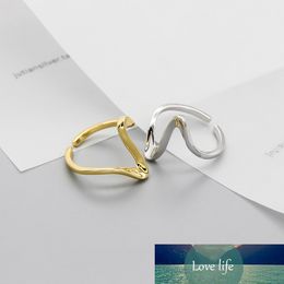 925 Sterling Silver Smooth Irregular Geometric Open Ring For Women Gold Plating Jewelry Gifts Wholesale S-R683