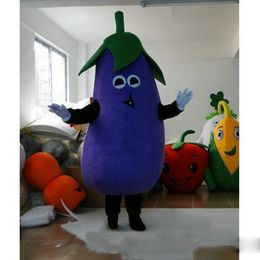 Performance Vegetable Eggplant Mascot Costume Halloween Christmas Fancy Party Cute Cartoon Character Outfit Suit Adult Women Men Dress Carnival Unisex Adults