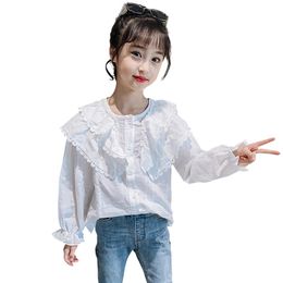 Shirt For Girl Lace Kids White Blouse Girls Spring School Blouses Children's Casual Style Clothes G 210527