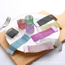 Rhineston Napkin Rings Plastic Napkin Buckle Mesh Wrap Napkin Ring Serviette Holder Hotel Wedding Accessory Table Decoration XVT0317